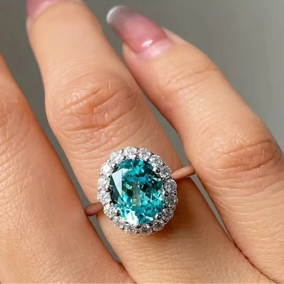 Inlaid Blue Gemstone Ring - Picture 2 of 3